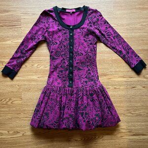 Vintage Pink Label Betsey Johnson 2010 Magenta Runway Graffiti Bubble Mini Dress